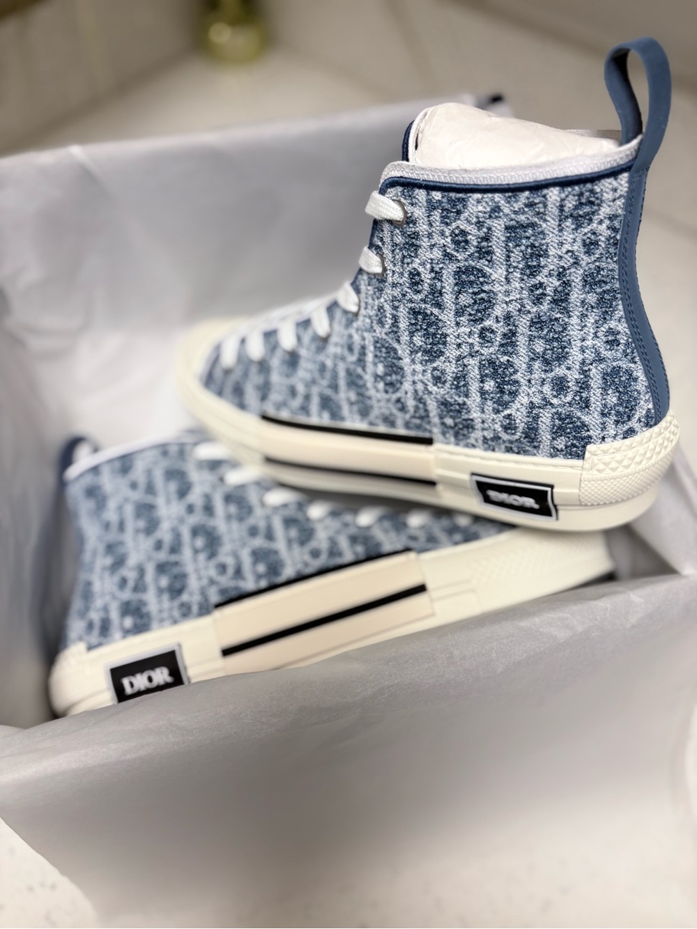 Dior Blue Jacquard High-Top Sneakers SNEAKER M-B23 LEAGUE HT - Picture 2 of 7